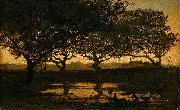 Gerard Bilders Woodland pond at sunset. Germany oil painting artist